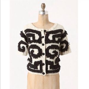 Anthropologie Black and Cream Cardigan